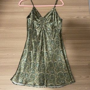 ZARA green satin mini dress